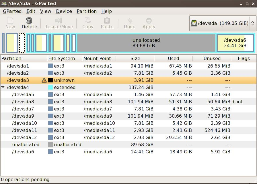 Illustration 1 - Original partition layout