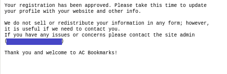 example of the approve user component's user notification email